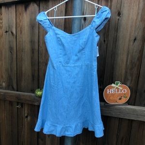 Old Navy Fit & Flare Puff-Sleeve Jean Mini Dress👗